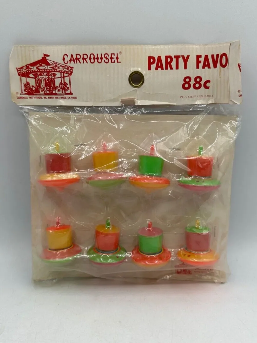 Vtg Carrousel 70s Party Favors Tops Top Toys Colorful Sealed Rare